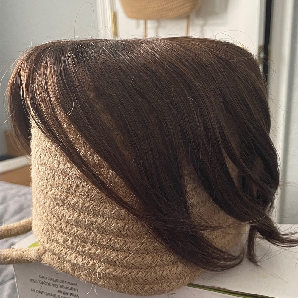 Medium brown hair topper 6” long